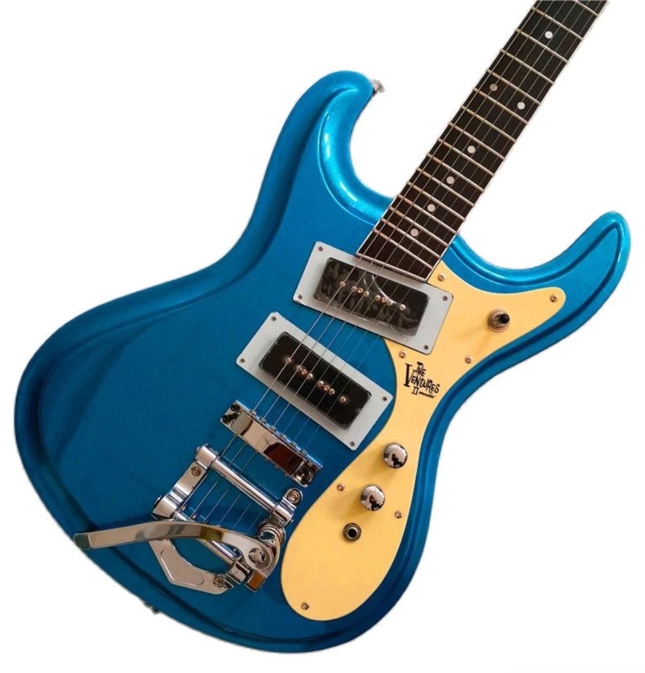 Custom JR The Ventures Guitar Mosrite Model Metallic Electric Guitar in Blue
