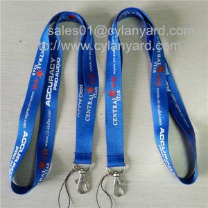 Quality Discount price polyester neck lanyard with silkscreen printed logo, polyester ribbon, wholesale
