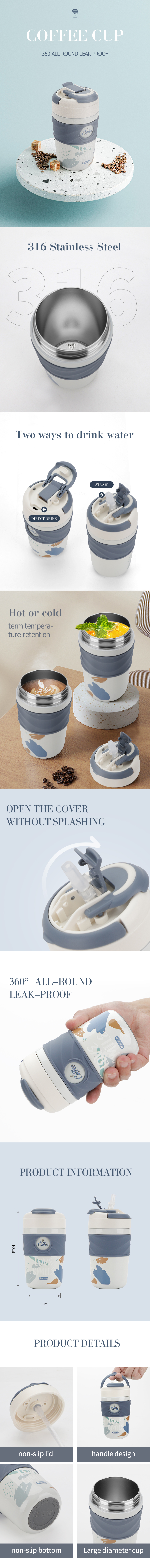 Stainless Steel Custom Logo Travel Coffee Mugs Coffee Travel Mug Grey Cute Luxury Insulated Tumbler