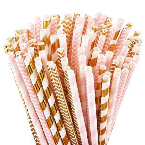 Quality Various Cute Patterns Metallic Paper Straws Biodegradable Eco Friendly wholesale
