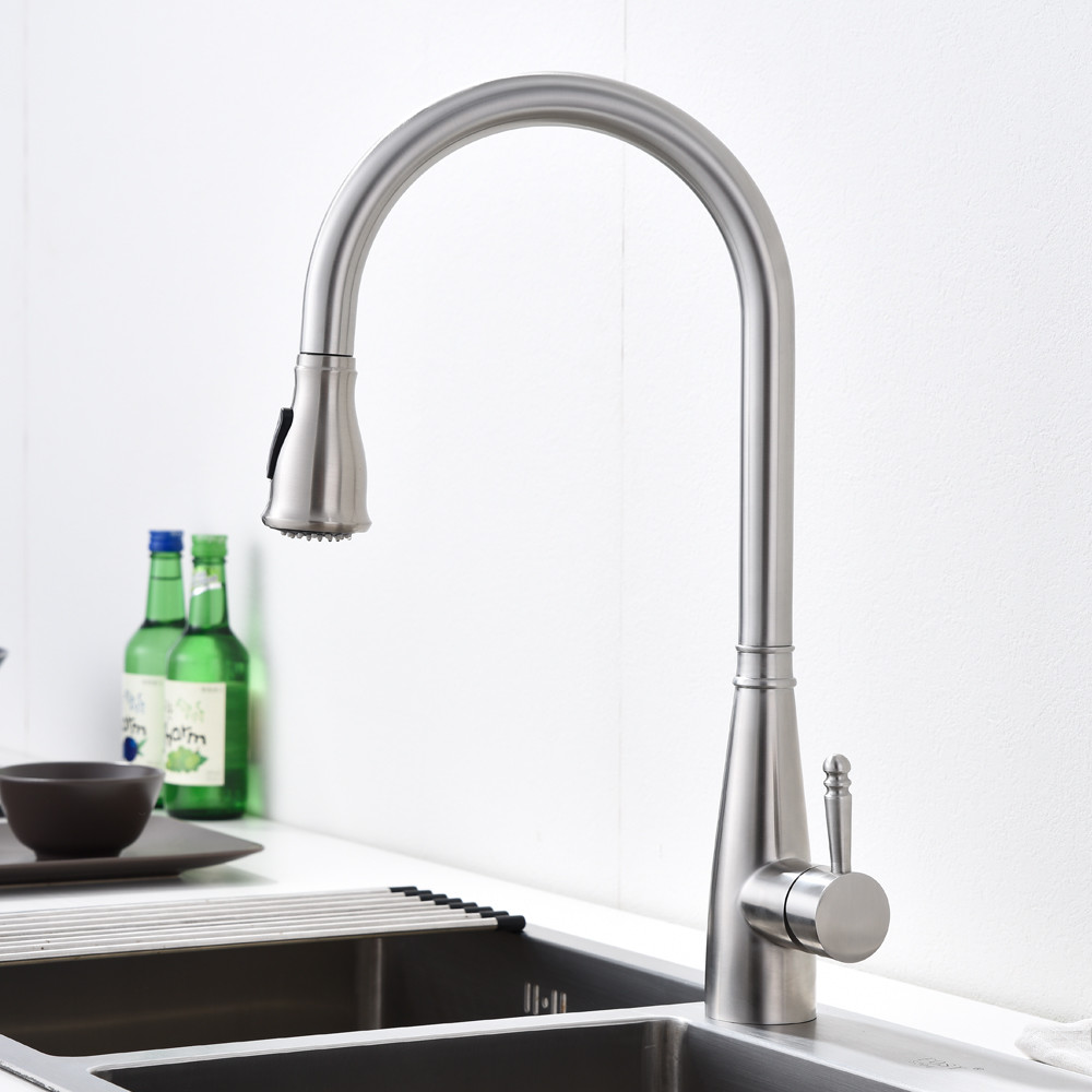 Motion Activated Pull Down Kitchen Faucet 18/10 Stainless Steel Rotatable Kitchen Tap
