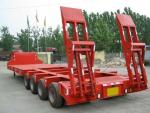 4 Axles 100 Tons Low Bed Truck Trailer For Crane Transportation Red