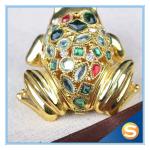 Custom Fashion Animal Shape Rhinestone Frog Trinket Box For Gift AB108A