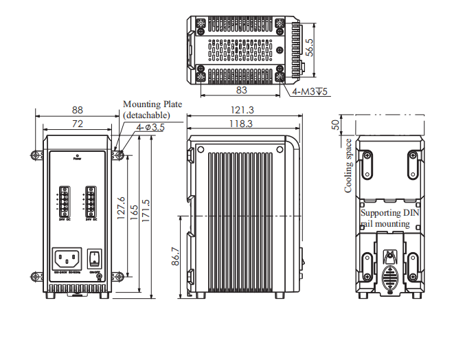 SCI-PS3-300电源尺寸图