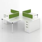 120 Degree Office Workstation Desks Table 25mm 4 Seater Workstation