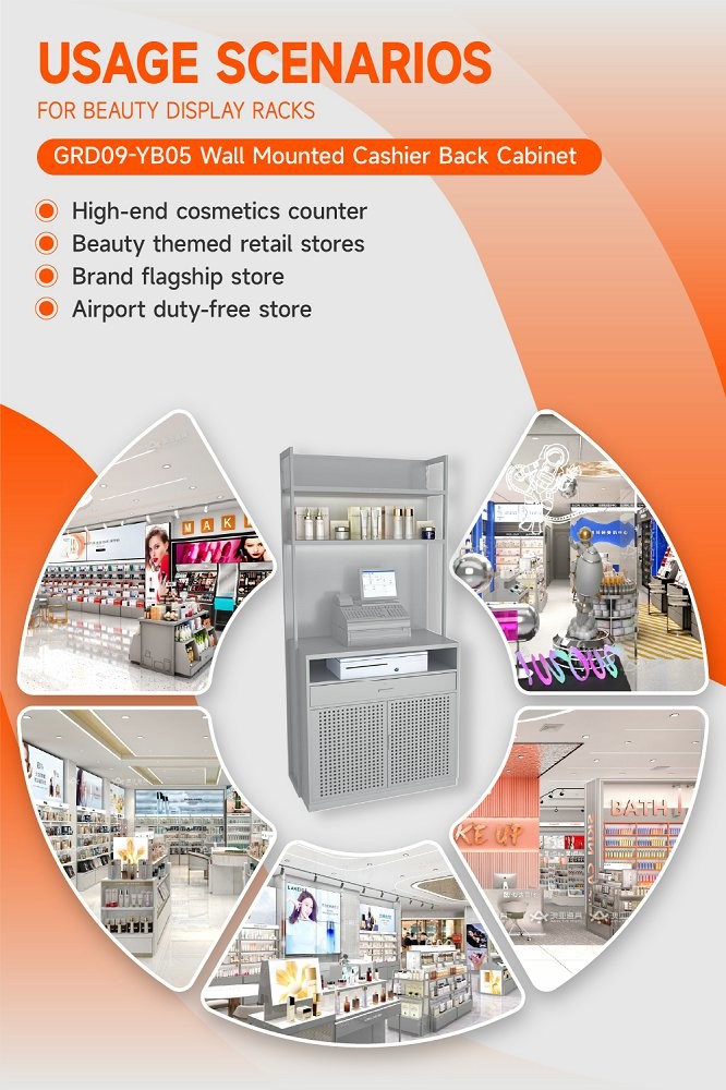 GDR09-YB05 Retail Display Counter with LED Light Strips and Aluminum Price Tag Slot for Department Stores