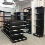 Heavy Duty Wood Gondola Shelving Supermarket Metallic Display Racks