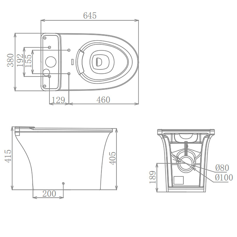 Bathroom Sanitary Ware Wall Hung Toilet , Ceramic Wall Mounted Water Closet