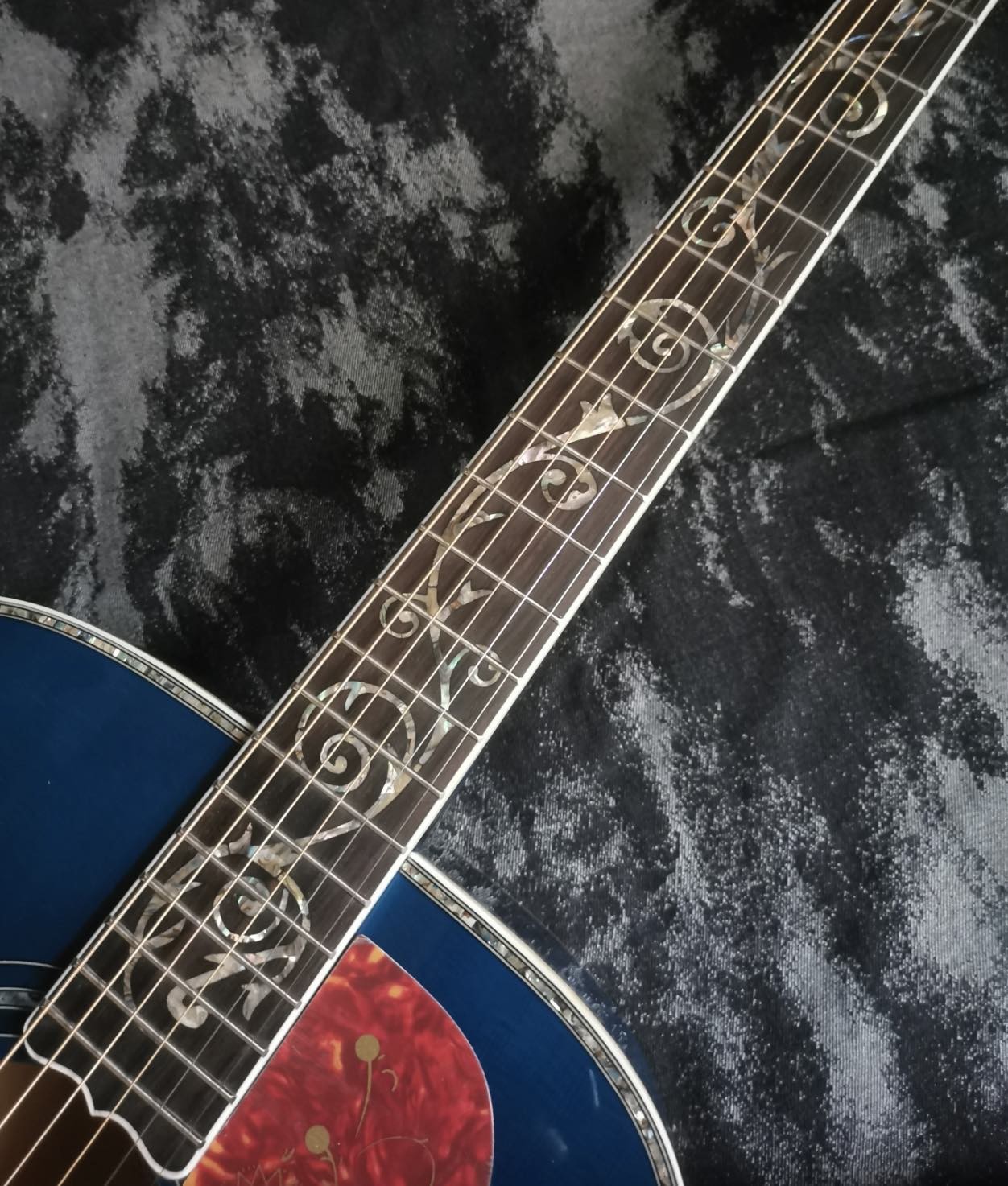 43 inch J200 series blue water ghost glossy paint abalone inlaid acoustic guitar