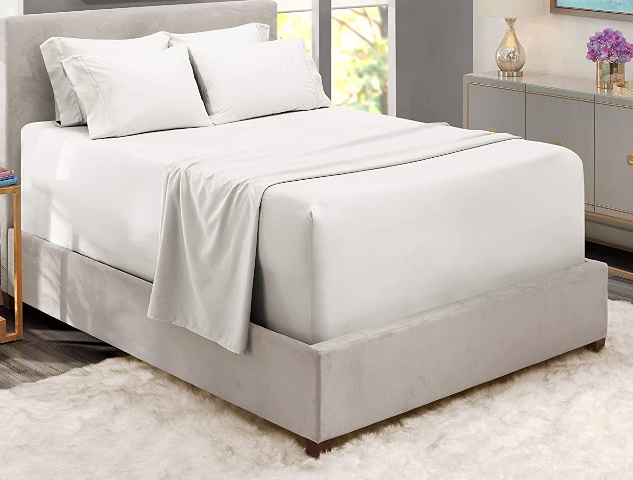 Hypoallergenic 6pcs Bamboo Bedding Set for Bedroom in European and American Style
