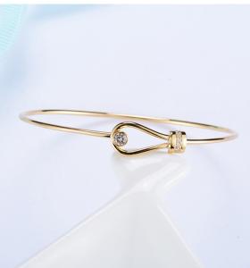 Quality Gold Bangles Gold Value 18K Gold Diamond Bangle 0.15ct Open-Type Lock wholesale