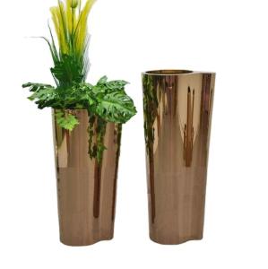 Quality Stainless steel hotel lobby decorative planters metal flower pots wholesale