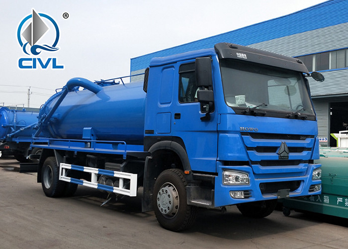 HOWO 12000liters Sewage suction truck Price For Sale 4x2 howo truck price blue color