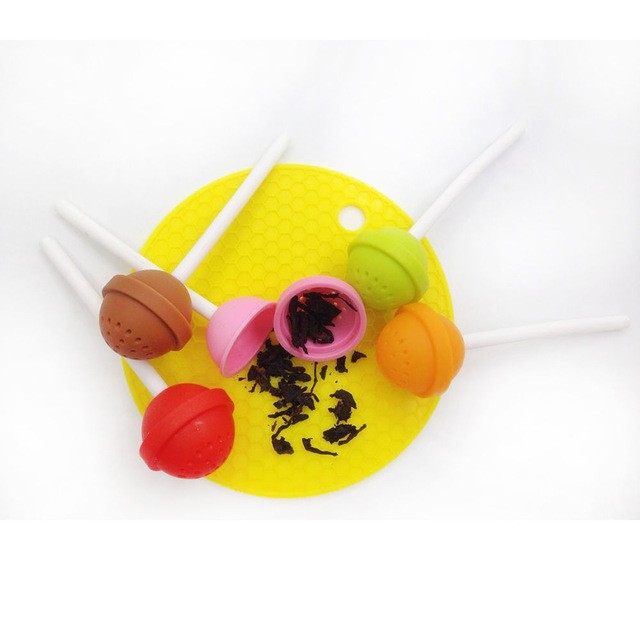 Lollipop cute colorful tea shape filter travel buddy sloth non plastic loose leaf tea custom silicone tea infuser