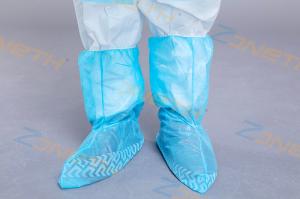 Quality Anti Slip Blue 35GSM Disposable Plastic Boot Covers wholesale