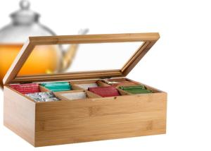 Quality Multifunction Bamboo Tea Storage Box 8 Adjustable Chest Compartments wholesale