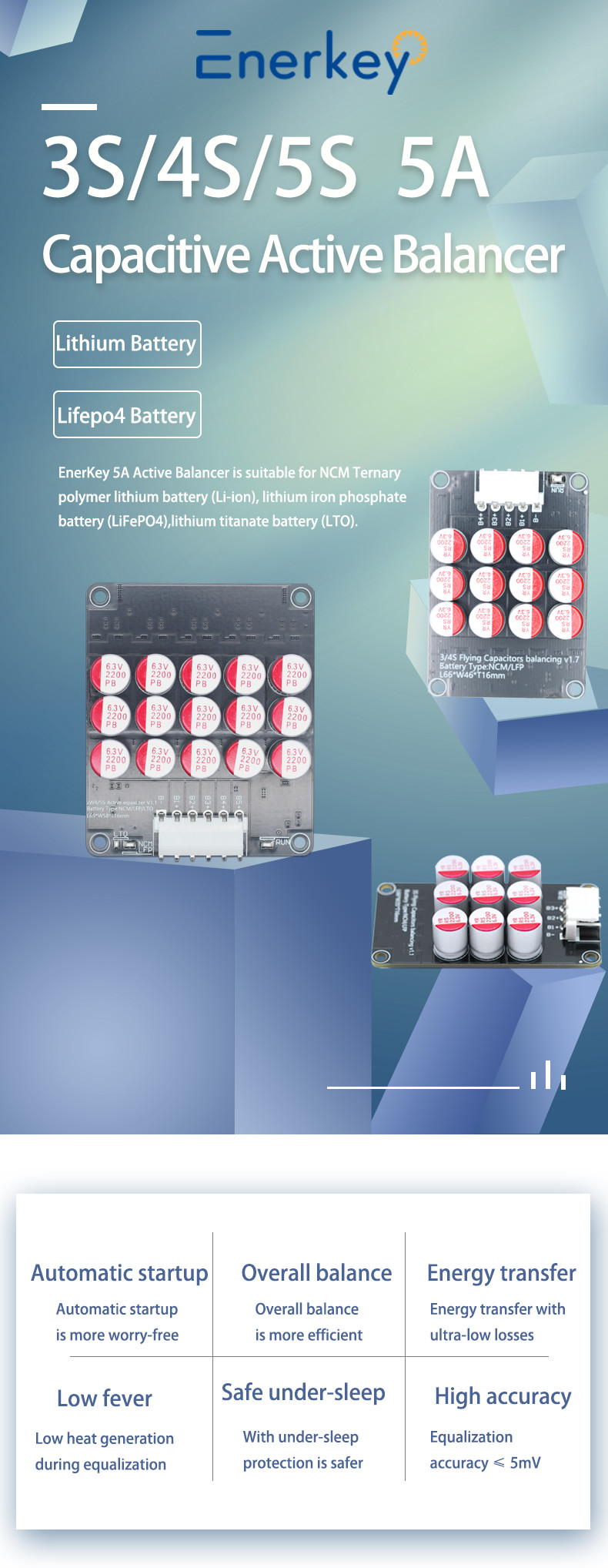 3S 4S Equalizer Li-ion Battery Pack 5A Active Balancer Lifepo4 Lithium Lto Battery Energy Transfer Balance Board