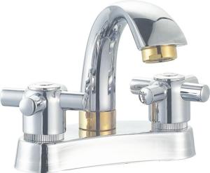 Quality Brass Low Arc Centerset Bathroom Faucet Two Handle Deck Mounted wholesale