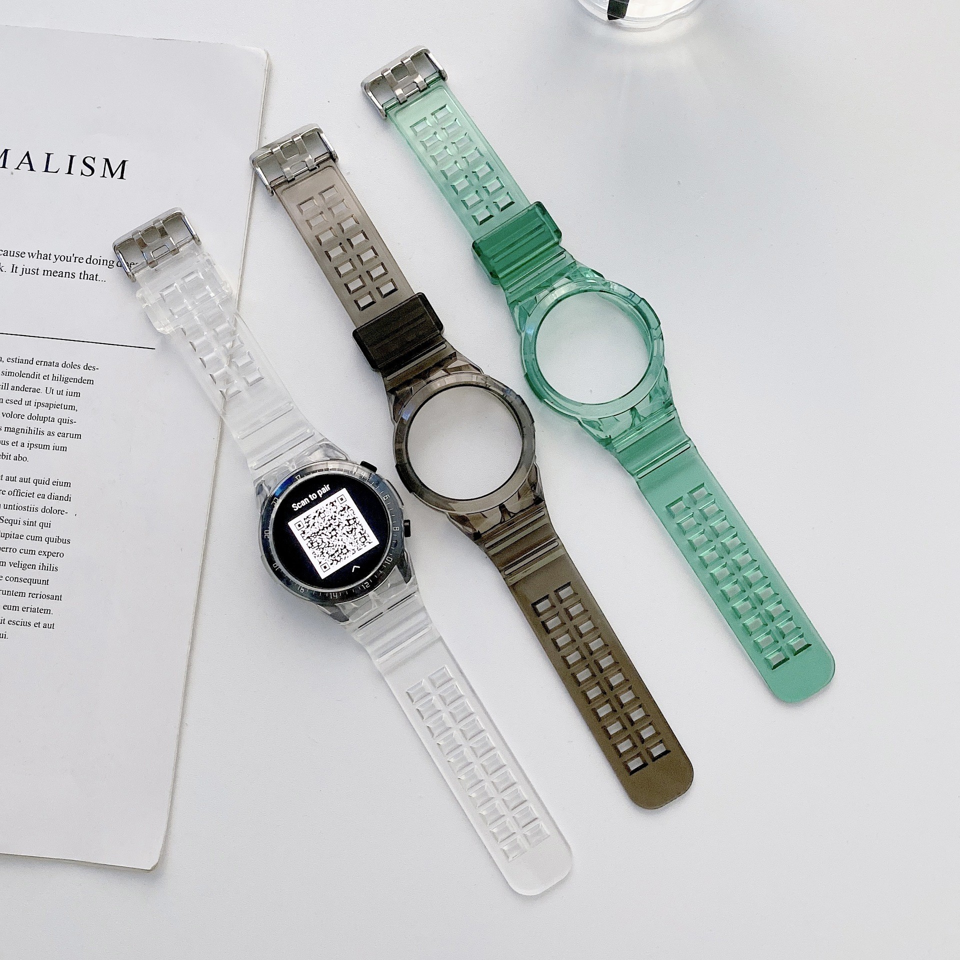 Multicolored Width 23mm TPU Transparent Strap Glacier For Huawei Watch GT2