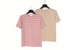 Stockpapa Pink Khaki Mens Striped Tee S M L XL