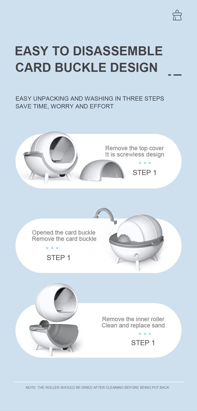 Automatic Self Cleaning Cat Toilet Fully Enclosed Indoor 6W 11.5Kg