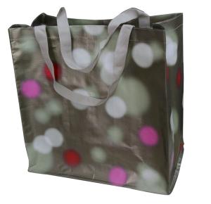 Quality Waterpaint Dots PP Woven Reusable Carrier Bags Big Capacity , Nylon Tape Handle wholesale