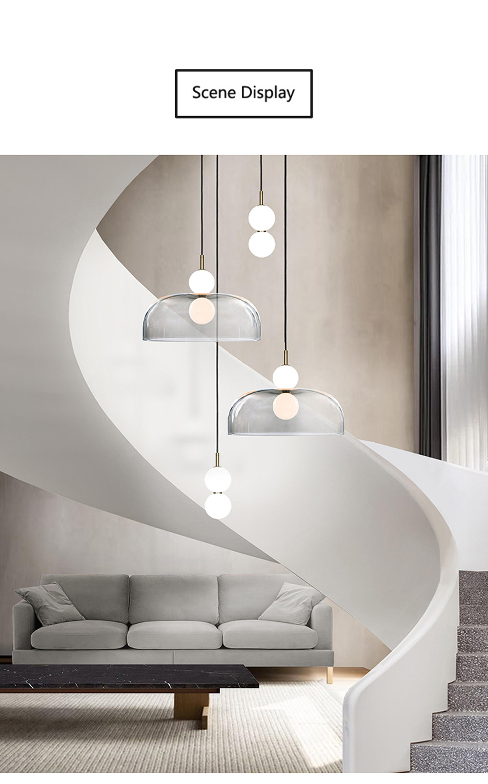 Glass Pendant Light Post-modern Pendant Lamp Bedside Living Room stairwell pendant lights(WH-AP-559)