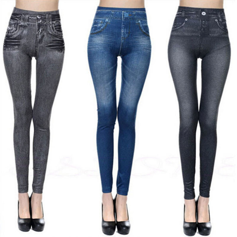 OEM Large Size Available Seamless Women Denim Jeans Leggings Workout Pencil Pants