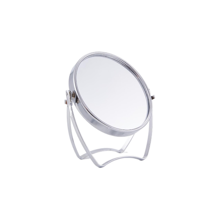 Silver PU Leather LED Cosmetic Table Top Mirror With Rotatable Function