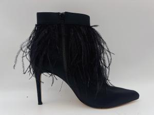 Quality Black Women'S Genuine Leather Boots , Stiletto Heel Pointed Toe Ankle Boots wholesale