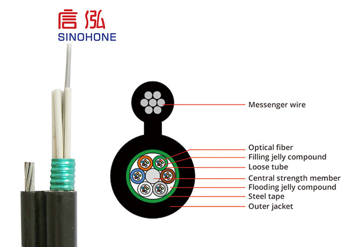 2 Core Aerial Self Supporting Outdoor Single Mode Fiber Optic Cable 2 Km Per Roll
