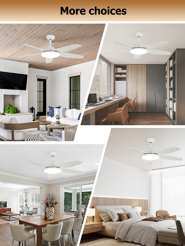 Quiet 52 Inch ABS Ceiling Fan with LED Light and Remote Control Cooling Air Function