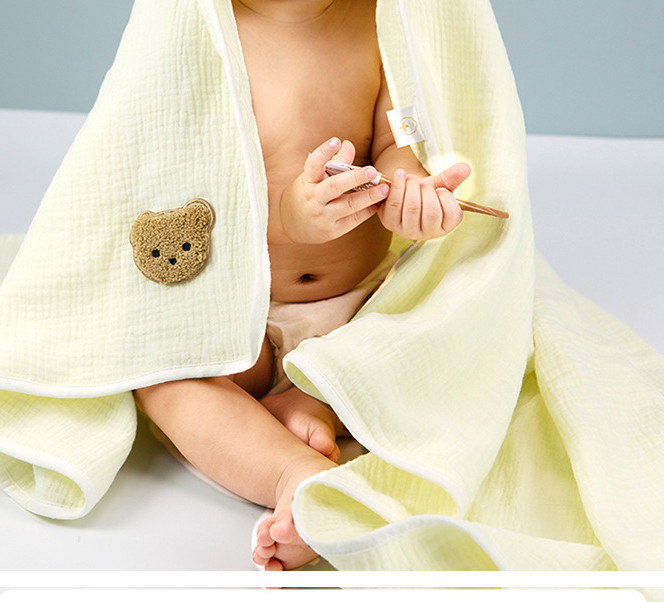 Natural 40S Combed Cotton Crepe Gauze Fabric Two Layer Dribble Towel