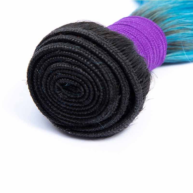 #T1B/Blue Straight Remy Human Hair Bundles Sew In Weave Bundles Brazilian Bundle Deals
