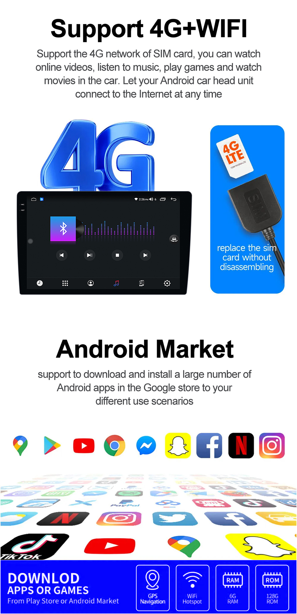 9''/10'' CarPlay Android 12.0 Car Navigation GPS Audio Stereo for Universal Car Fitment