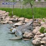 Large outdoor decorative cast bronze metal crocodile sculpture