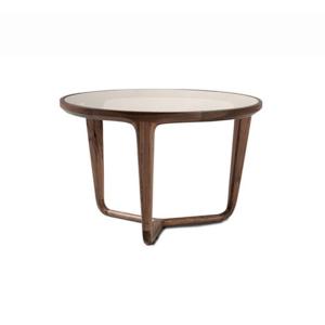 Quality Black Contemporary Small Round Wood Coffee Table Tempered Glass Top wholesale