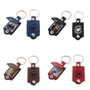 Quality Sublimation Leather Metal Key Chain Cover with Laser Engraving Logo wholesale