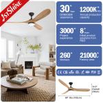 1stshine 60 Inches DC Pure Copper Motor Wood Ceiling Fan Light for Bedroom