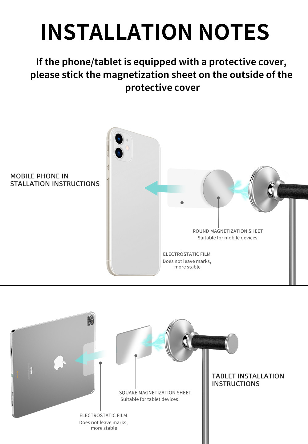 12.9inch 180deg Aluminum Alloy Headphone Tablet Stand Magnetic