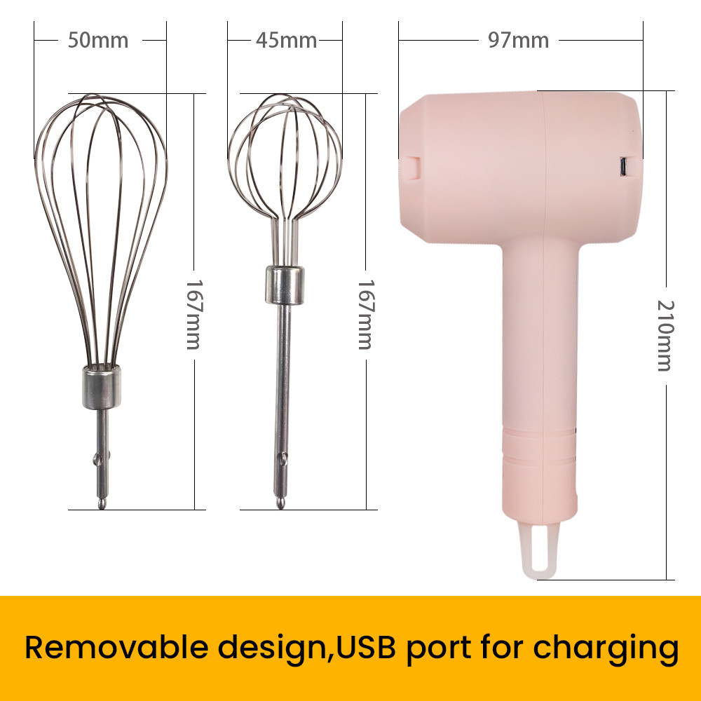 20W Colorful Stainless Steel Egg Beater With 3 Speed Adjustment