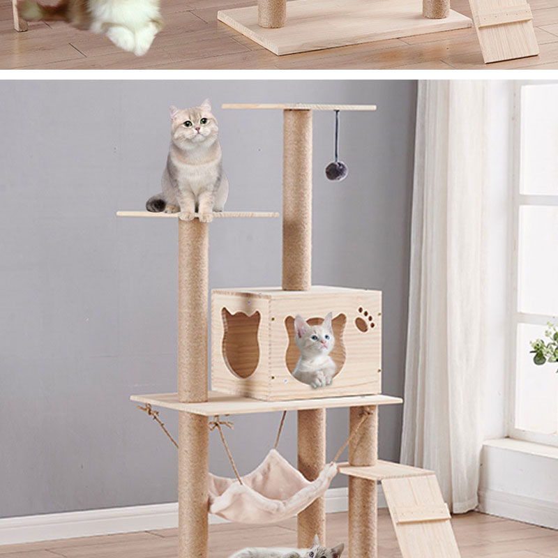 Advantageous Multifunctional Wooden Cat Climbing Tree with Customizable Design and Scratching Post Tower Platform