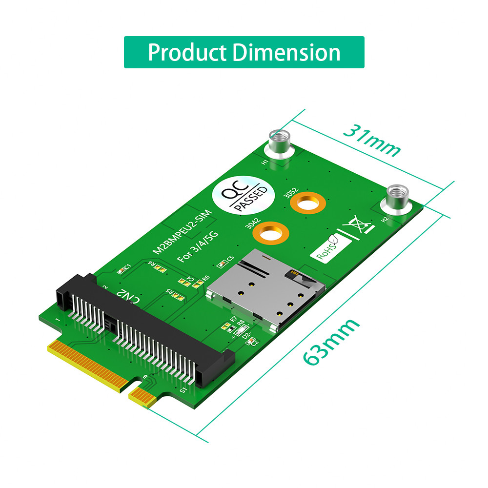 M.2 Key B to Mini PCI-E Adapter with SIM card Slot