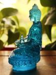 Oriental Traditional Liuli Sapphire Vivid Crystal Buddha