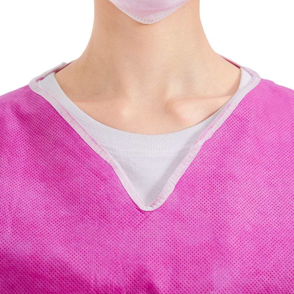 Medical Disposable Scrub Suits Non Woven Fabric V Collar Short Sleeve