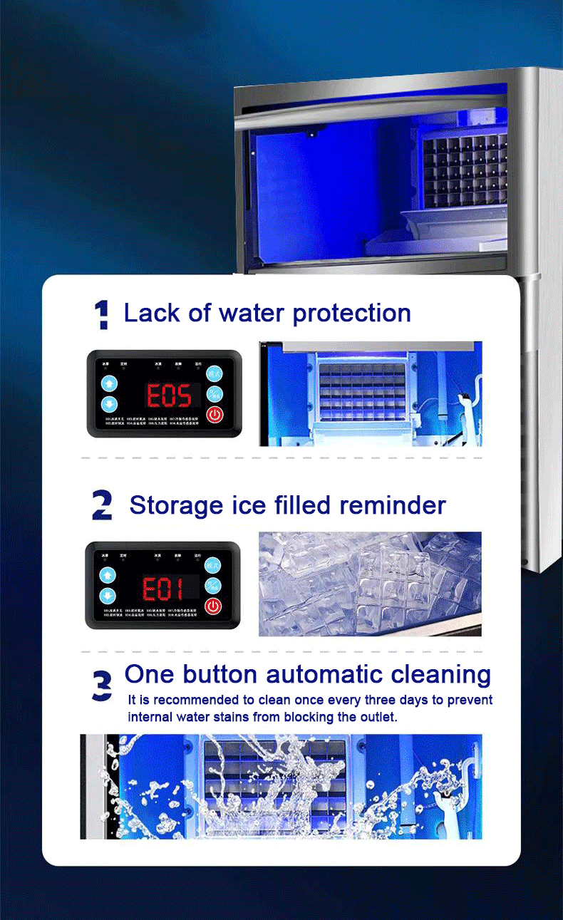 Square Ice Shape 100kg Automatic Commercial Ice Block Making Machine for Business Restaurant Hotel 72 Pieces Ice Plate