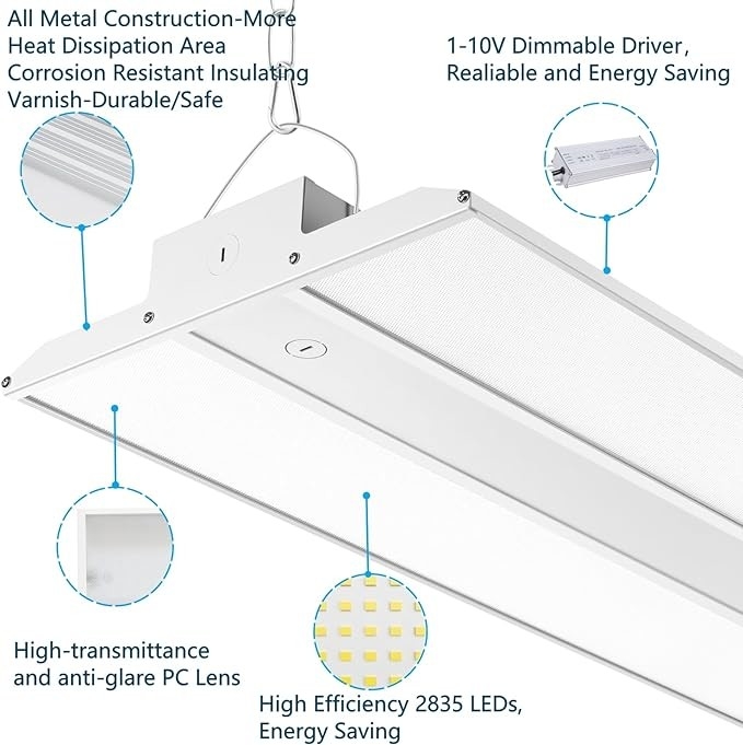 Dimmable 400W LED Linear Highbay Light 5000K CRI Suspended Installation 13000lm