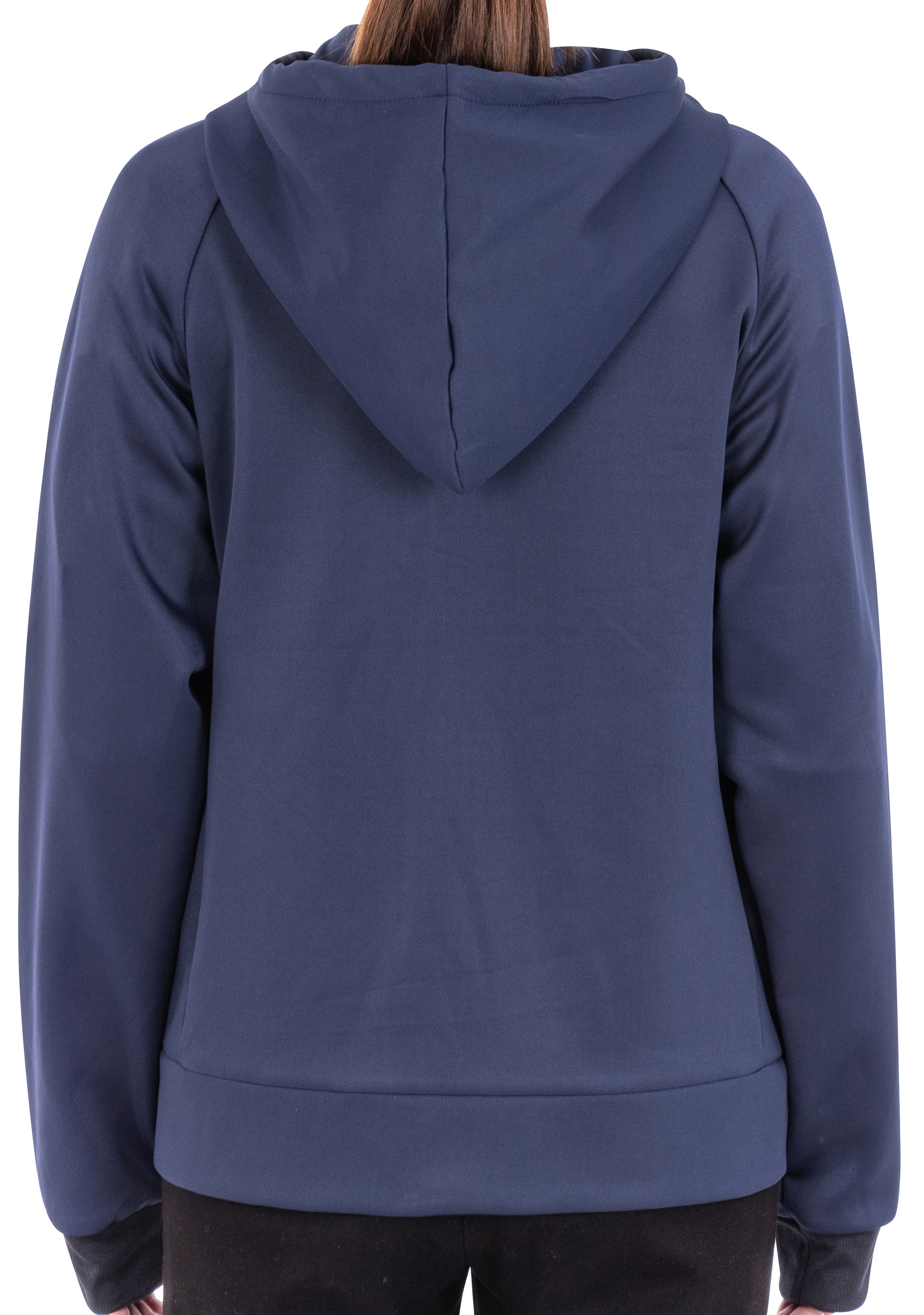 Dark Blue No Lining Hooded Mens Zipper Jacket With Rib Cuffer