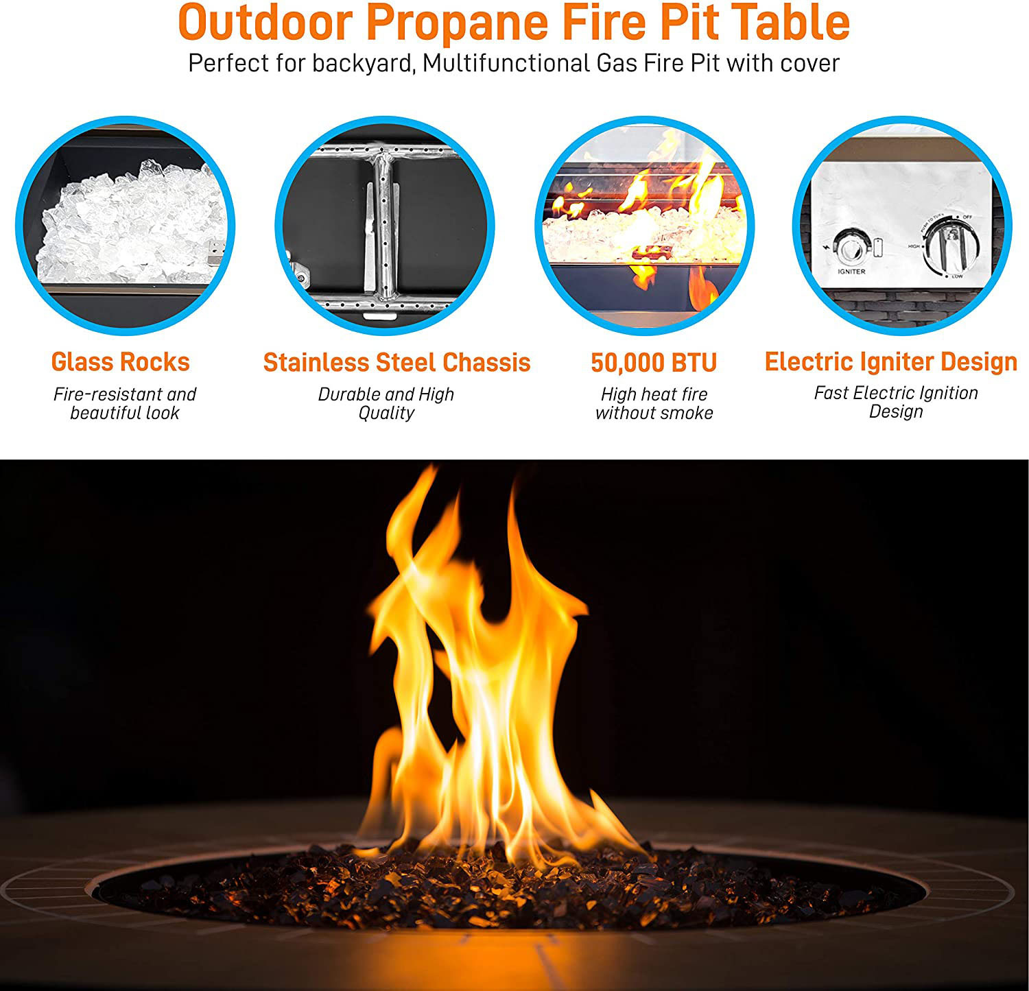 2 Inch Hammered Bronze Aluminum Propane Outdoor Natural Gas Firepit For Garden