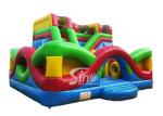 Commercial Use Outdoor Cross Rainbow Inflatable Fun City For Sale Made Of Top